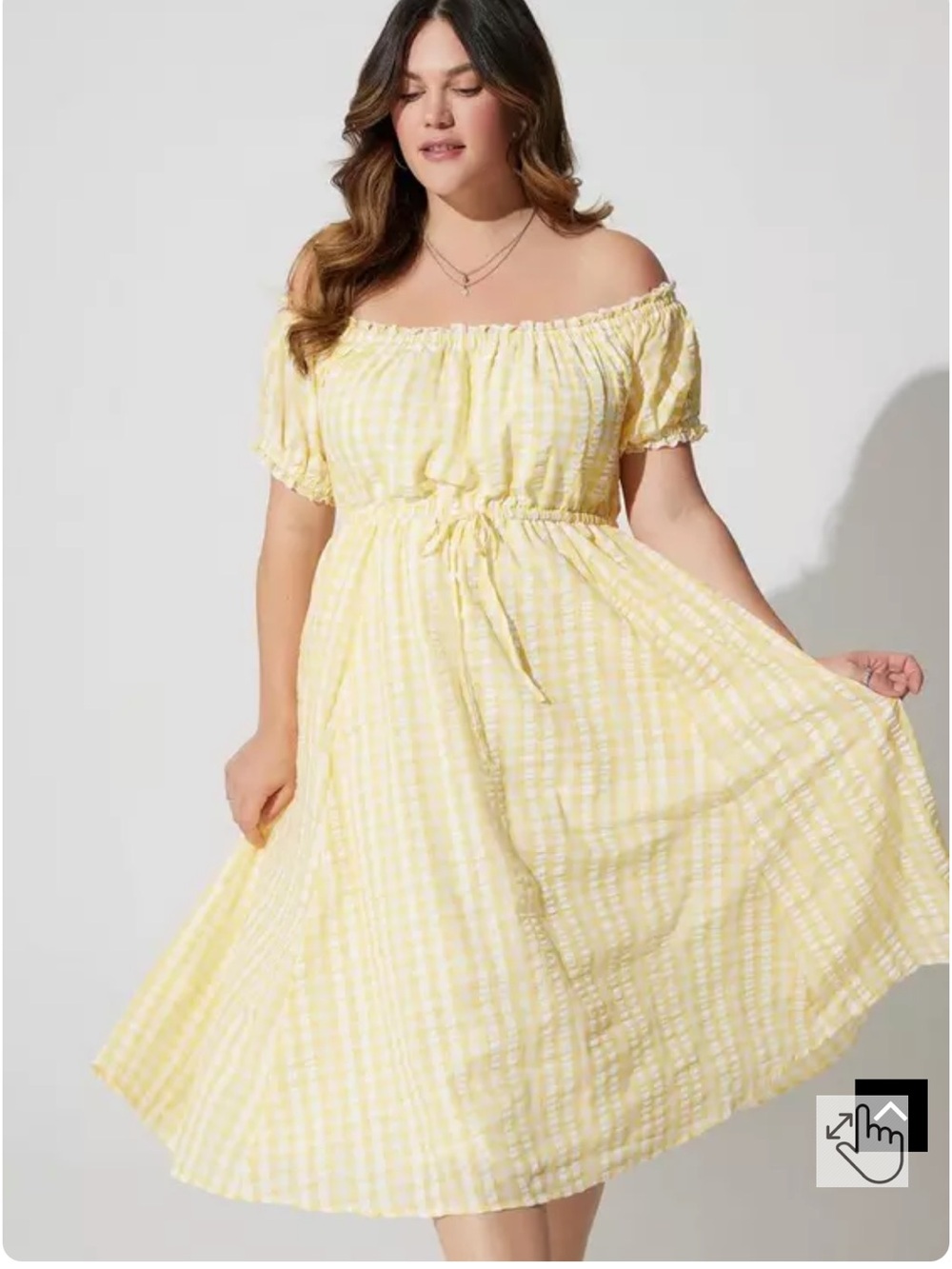 NWT Torrid Yellow Gingham Seersucker Peasant Dress | Size 00 (10) | Cottagecore